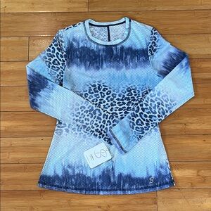 Stylish Blue Patterned Long Sleeve Top